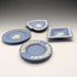 Juego de 4 platos de Jasperware de Wedgwood, vintage británico, azul pálido
