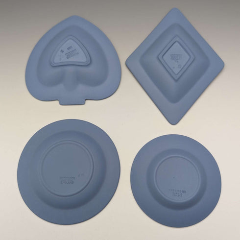 Juego de 4 platos de Jasperware de Wedgwood, vintage británico, azul pálido