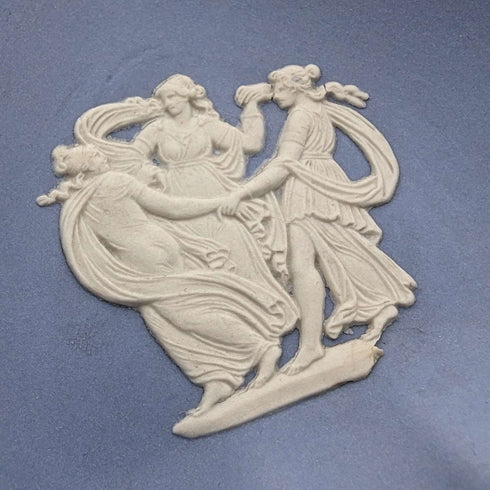Juego de 4 platos de Jasperware de Wedgwood, vintage británico, azul pálido