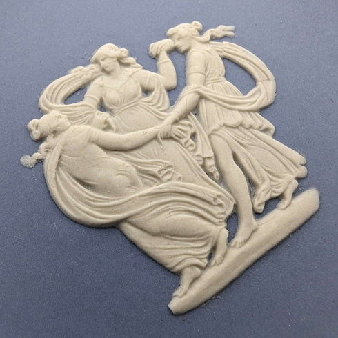 Juego de 4 platos de Jasperware de Wedgwood, vintage británico, azul pálido