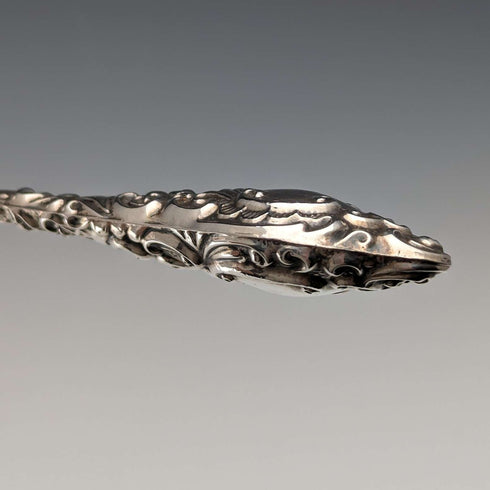 1907年 英国アンティーク 純銀ハンドル 大型ボタンフック 24cm