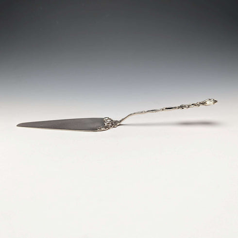 Antique 800 Silver Pastry Server with Rose Sculpture