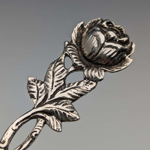 Antique 800 Silver Pastry Server with Rose Sculpture