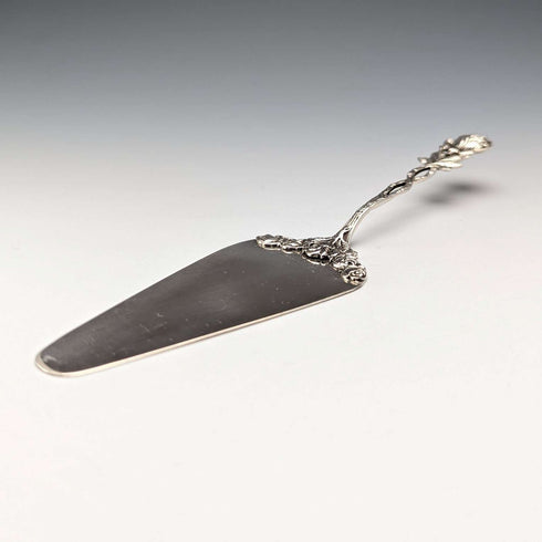 Antique 800 Silver Pastry Server with Rose Sculpture