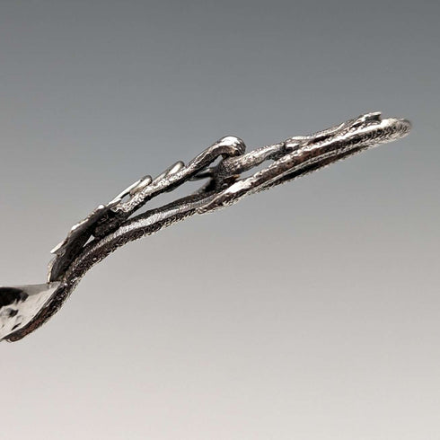 1880 British Antique Sterling Silver Tea Caddy Spoon with Grape Decoration