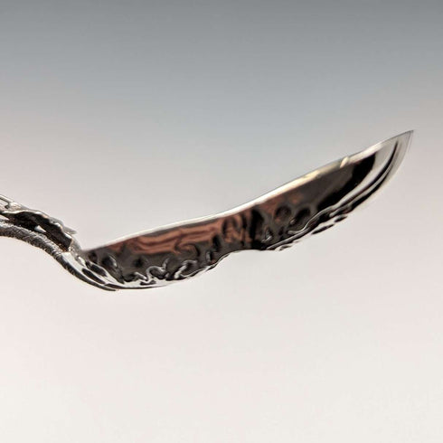 1880 British Antique Sterling Silver Tea Caddy Spoon with Grape Decoration