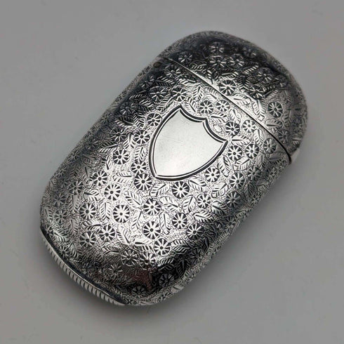 Vesta case de plata de ley antigua inglesa de 1876, 33 g, caja para cerillas, Howard James