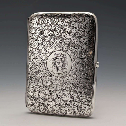 Estuche para tarjetas de plata de ley, estilo libro, 1897, Reino Unido, 122g, Deakin and Francis