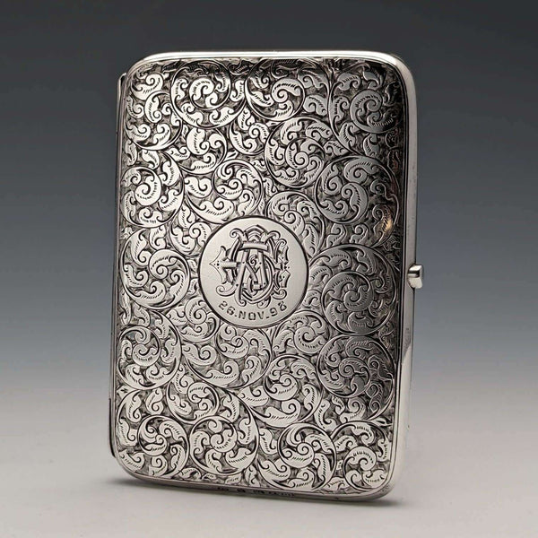 1897 British Antique Sterling Silver Double Door Card Case 122g Deakin and Francis