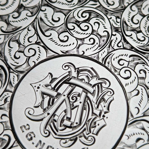 Estuche para tarjetas de plata de ley, estilo libro, 1897, Reino Unido, 122g, Deakin and Francis