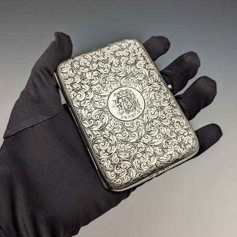 Estuche para tarjetas de plata de ley, estilo libro, 1897, Reino Unido, 122g, Deakin and Francis