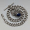 Late 19th Century British Antique Sterling Silver Albert Chain 61g Lapis Lazuli Fob