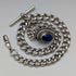 Late 19th Century British Antique Sterling Silver Albert Chain 61g Lapis Lazuli Fob