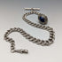 Late 19th Century British Antique Sterling Silver Albert Chain 61g Lapis Lazuli Fob