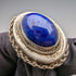 Late 19th Century British Antique Sterling Silver Albert Chain 61g Lapis Lazuli Fob
