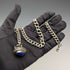 Late 19th Century British Antique Sterling Silver Albert Chain 61g Lapis Lazuli Fob