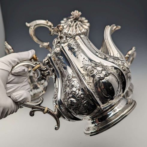 1873 年英國古董鍍銀茶/咖啡套裝埃爾金頓