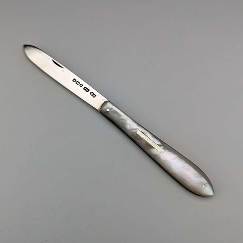 1913년 영국 앤틱 자개 핸들 순은 블레이드 펜나이프 조셉 로저스