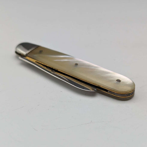 1911年 英国アンティーク 白蝶貝ハンドル 純銀ブレード ペンナイフ Thomas Marples