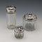 Circa 1903 British Antique Sterling Silver Lid Glass Jar Set of 3