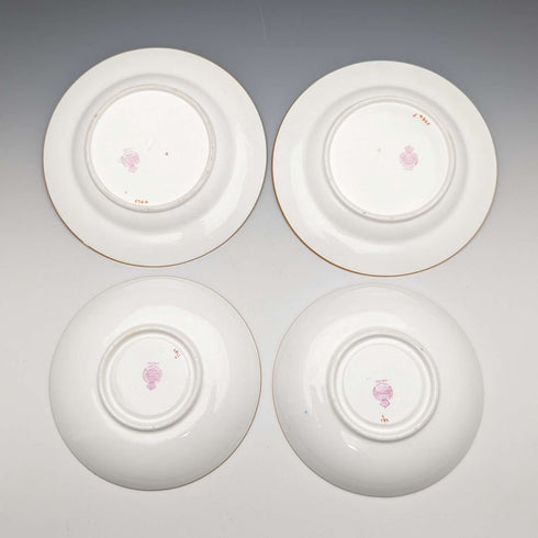20世纪前半 英国古董 明顿(Minton)茶杯三件套 一对 绿彩凤鸟纹