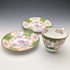 20世纪前半 英国古董 明顿(Minton)茶杯三件套 一对 绿彩凤鸟纹