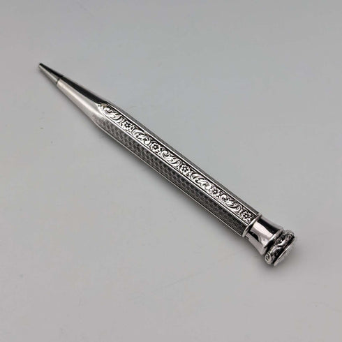 Early 20th Century Antique Flower Engraving 835 Silver Propelled Mechanical Pencil