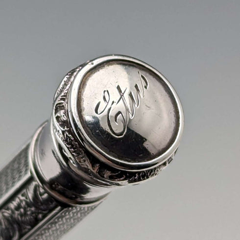 Early 20th Century Antique Flower Engraving 835 Silver Propelled Mechanical Pencil