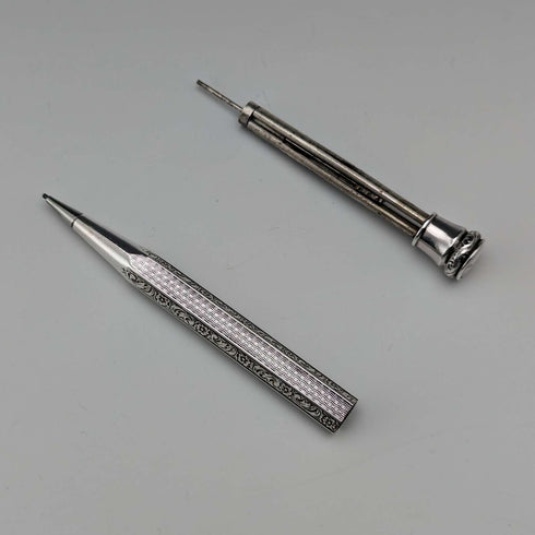 Early 20th Century Antique Flower Engraving 835 Silver Propelled Mechanical Pencil