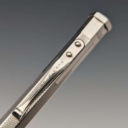 British Vintage Yard O' Red Rolled Silver Hexagon Propelled Pencil in Case
