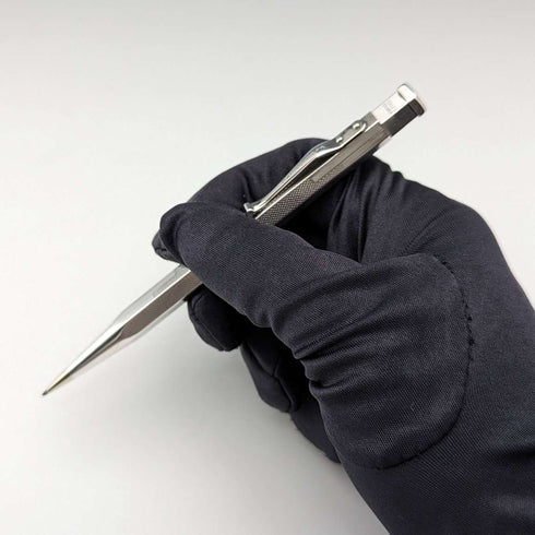 British Vintage Yard O' Red Rolled Silver Hexagon Propelled Pencil in Case