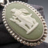 British Vintage Wedgwood Sterling Silver & Green Jasper Pendant and Earrings Set