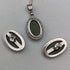 British Vintage Wedgwood Sterling Silver & Green Jasper Pendant and Earrings Set