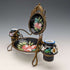 Circa 1900 British Antique Brass, Ceramic Pocket Watch Holder Accessory Tray