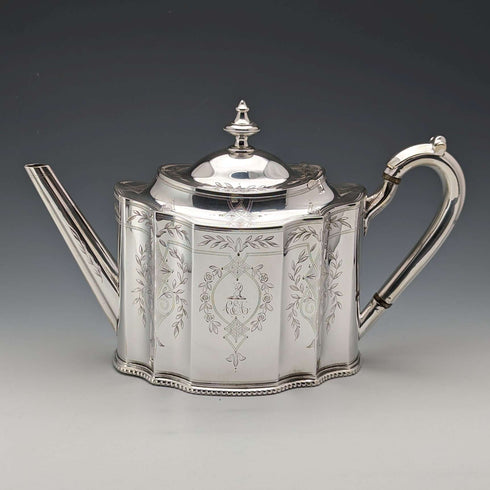 Tetera de plata chapada antigua inglesa, circa 1880, Thomas Prime