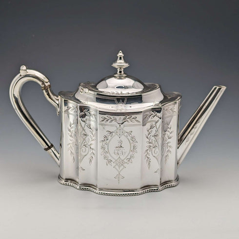 Tetera de plata chapada antigua inglesa, circa 1880, Thomas Prime