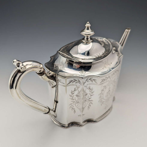 Tetera de plata chapada antigua inglesa, circa 1880, Thomas Prime