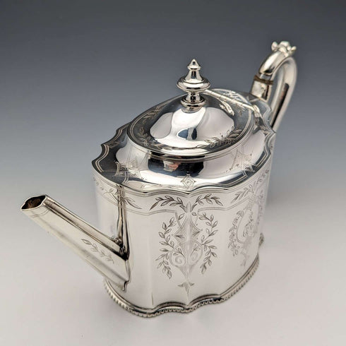 Tetera de plata chapada antigua inglesa, circa 1880, Thomas Prime