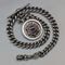 1910 British antique sterling silver Albert chain, extra thick 65g medal fob