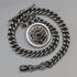 1910 British antique sterling silver Albert chain, extra thick 65g medal fob