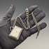 Cadena Albert de plata esterlina antigua inglesa, aprox. 1900, extra gruesa 74g, con estuche para cerillas (vesta case)