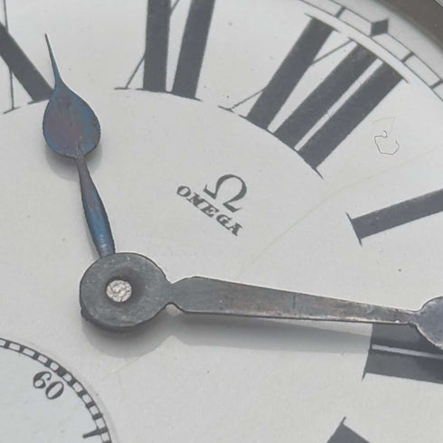 1905년경 앤티크 오메가 회중시계 은장 직경 59mm 철도 시계 작동 양호