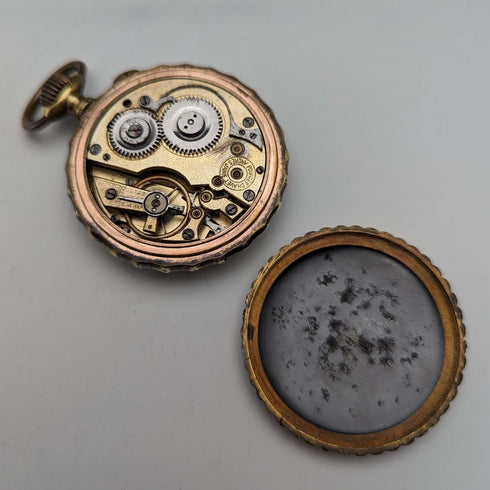 1890年頃 アンティーク Pountet Chavet 懐中時計 金張り&ガンメタルケース 動作良好