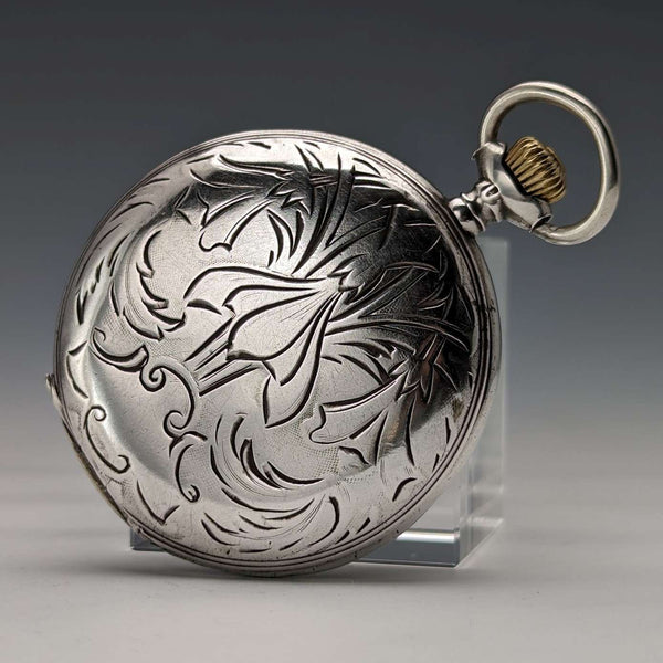 Circa 1910 Antique Omega Pocket Watch Silver Side Hunter Case Good Working Condition