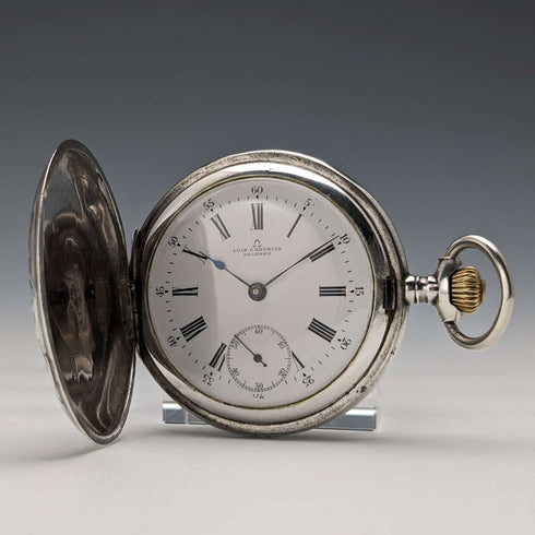 1910年頃 アンティーク オメガ 懐中時計 銀側ハンターケース 動作良好