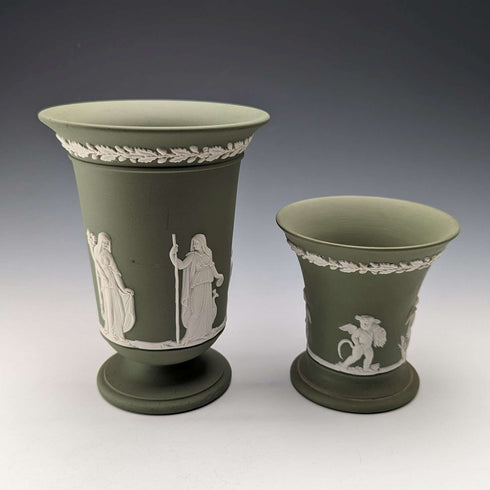 British Vintage Wedgwood Green Jasperware 4-piece set