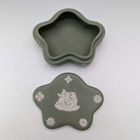 British Vintage Wedgwood Green Jasperware 4-piece set