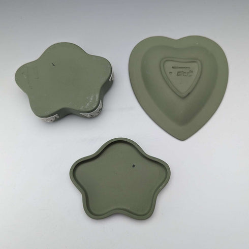 British Vintage Wedgwood Green Jasperware 4-piece set