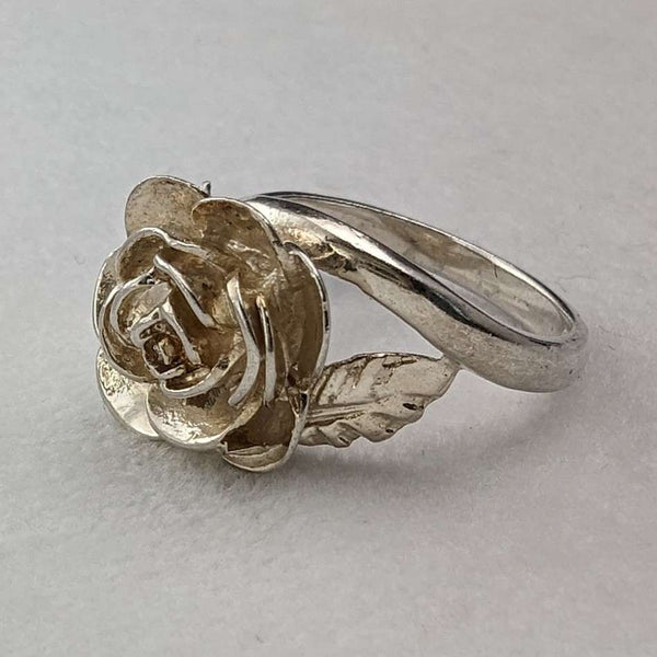 Anillo de plata de ley vintage de 1976 con grabado de rosas, Reino Unido