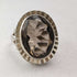 1976 British vintage jewelry, large brown stone, sterling silver ring